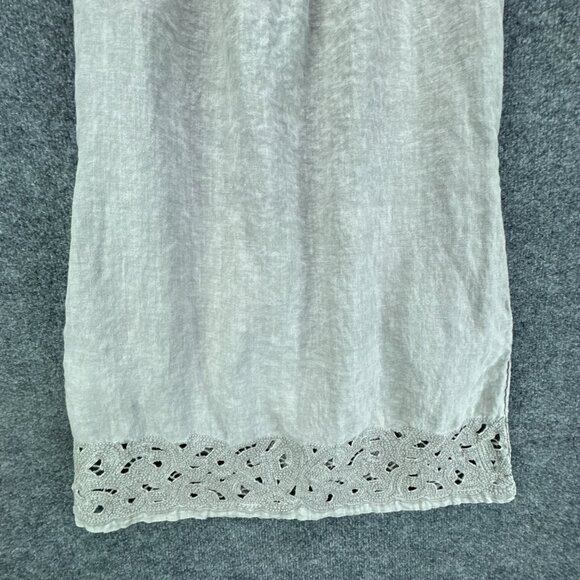 Artisan NY Dress Womens Small Gray Linen Sleeveless Lagenlook Eyelet Boho Casual - Picture 7 of 14
